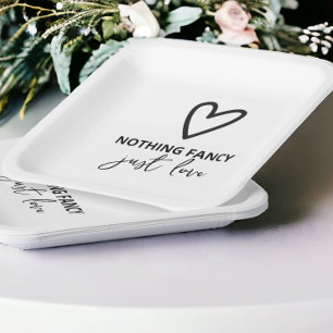 Nothing Fancy Just Love Minimalist Wedding Paper Plate