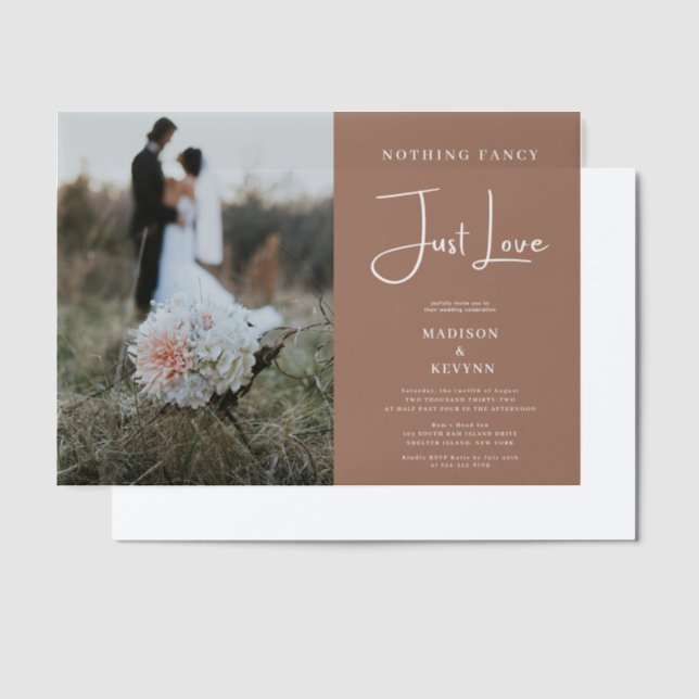 Nothing Fancy Just Love Mocha Mousse Invitation (Offset)