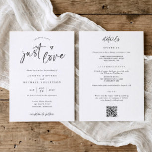 Nothing Fancy Just Love Modern Handwriting Wedding Invitation