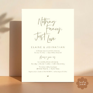 Nothing Fancy Just Love Modern Minimalist Casual Invitation