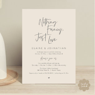 Nothing Fancy Just Love Modern Minimalist Casual Invitation
