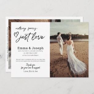"Nothing fancy just love", Modern Minimalist Photo Announcement
