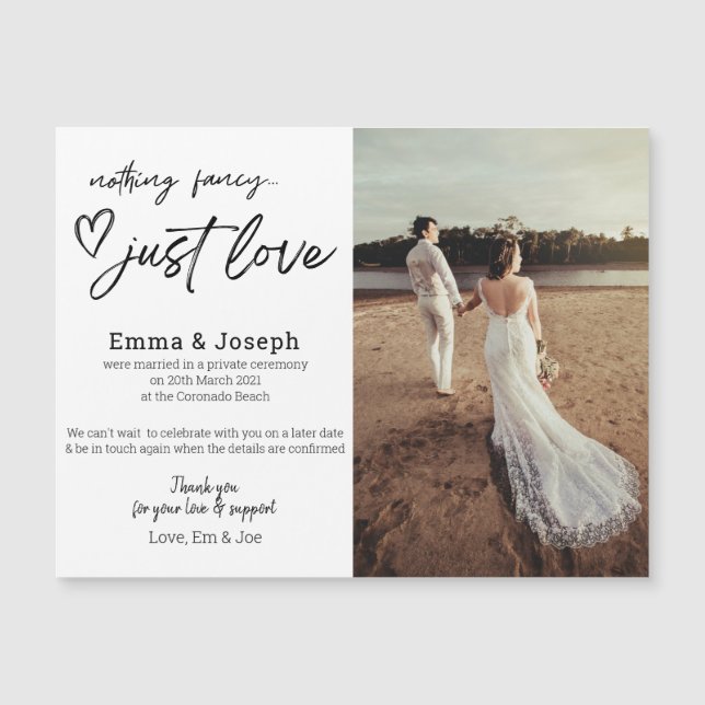 "Nothing fancy just love", Modern Photo Magnet (Front)