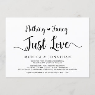 Nothing Fancy, Just Love, Modern Rustic Elopement Invitation