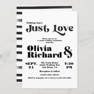 Nothing Fancy Just Love Modern Typography Wedding Invitation