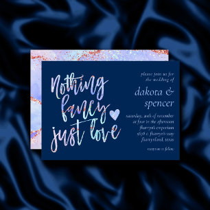 Nothing Fancy Just Love   Navy and Pastel Marble Invitation