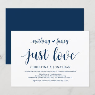 Nothing Fancy, Just Love, Navy Blue,  Elopement Invitation