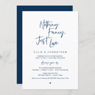 Nothing Fancy Just Love, Navy Blue, Elopement Invitation