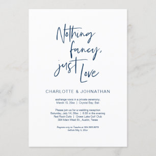 Nothing Fancy, Just Love, Navy Blue, Elopement Invitation