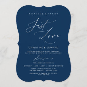 Nothing Fancy Just Love, Navy Blue, Wed Elopement Invitation