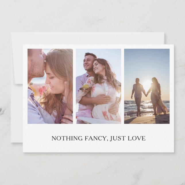 Nothing Fancy Just Love Photo Collage Elopement Announcement (Front)