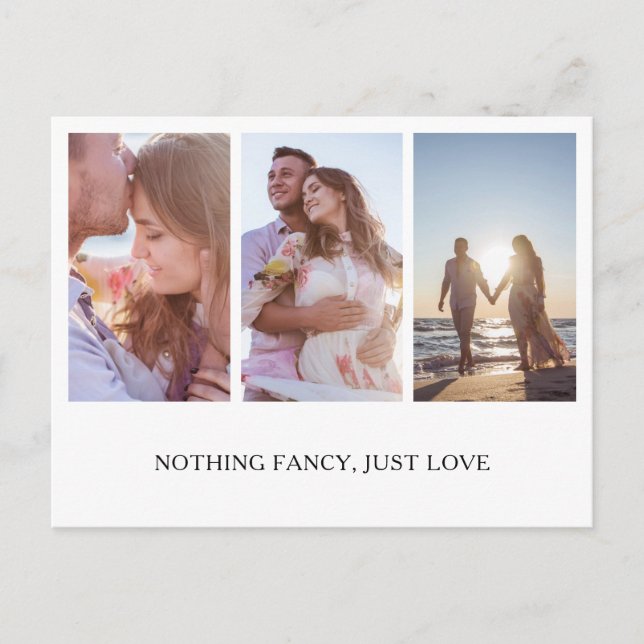 Nothing Fancy Just Love Photo Collage Elopement Announcement Postcard (Front)