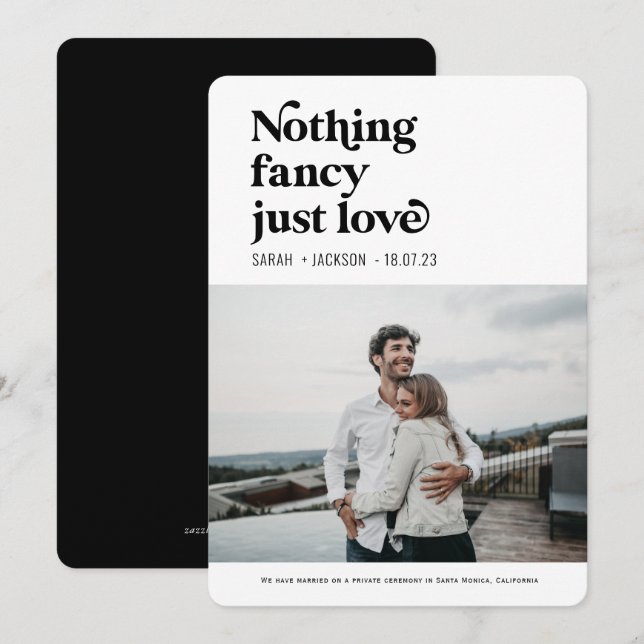 Nothing fancy just love photo elopement wedding announcement (Front/Back)