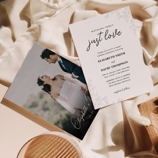 Nothing Fancy Just Love Photo Leaves Wedding Invitation (Creator Uploaded)