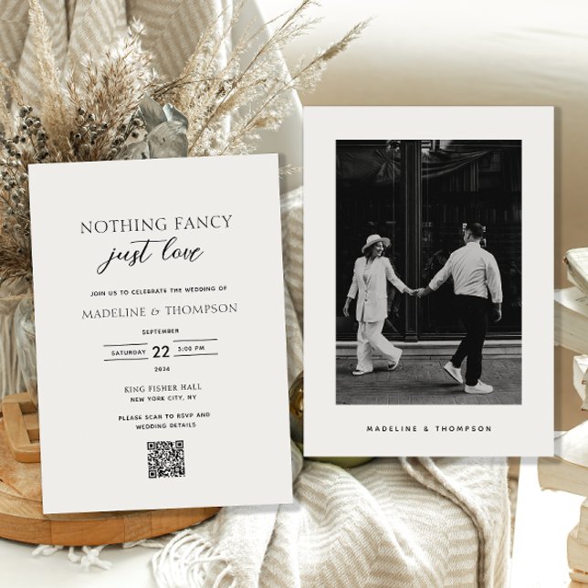 Nothing Fancy Just Love Photo Qr Code Wedding Invitation (Creator Uploaded)