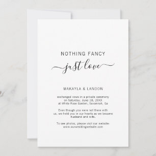 Nothing Fancy Just Love Photo Wedding Elopement Announcement
