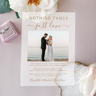Nothing Fancy Just Love Photo Wedding Reception Acrylic Invitations