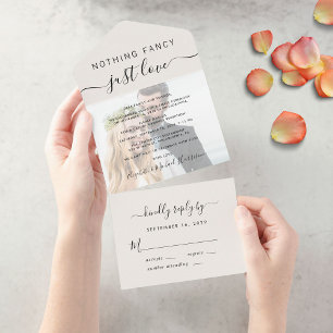 Nothing Fancy Just Love Photo Wedding Reception All In One Invitation