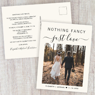 Nothing Fancy Just Love Photo Wedding Reception Invitation Postcard