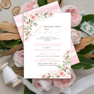 Nothing Fancy Just Love Pink Floral Wedding Invitation