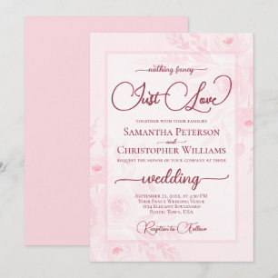 Nothing Fancy Just Love Pink Peonies Boho Wedding Invitation