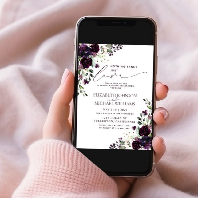 Nothing Fancy Just Love Plum Purple Casual Photo Invitation (Creator Uploaded)