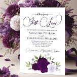 Nothing Fancy Just Love Purple Boho Roses Wedding Invitation<br><div class="desc">This beautiful wedding invitation features a cluster of hand painted roses in shades of purple, lavender, and plum, along with eucalyptus leaves and garden greenery. The heading is written in fancy script lettering and reads: Nothing Fancy, Just love. This invite is the perfect combination of modern and timeless - it's...</div>