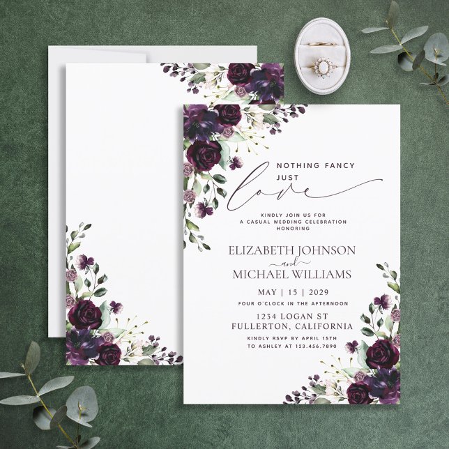 Nothing Fancy Just Love Purple Casual Wedding Invitation (Creator Uploaded)