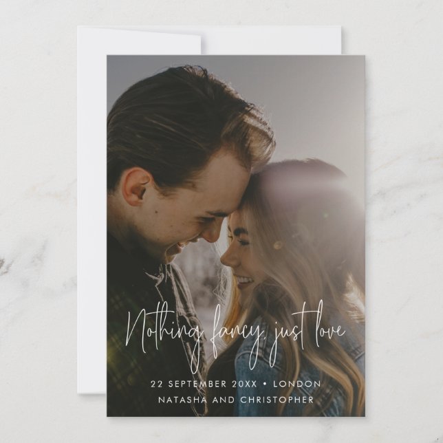 Nothing Fancy Just Love QR Photo Wedding Save The Date (Front)
