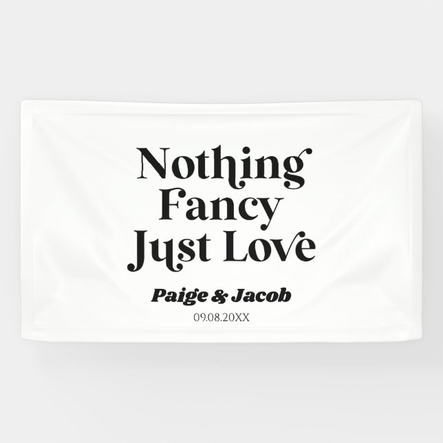 Nothing Fancy Just Love Retro Casual Wedding Banner (Horizontal)