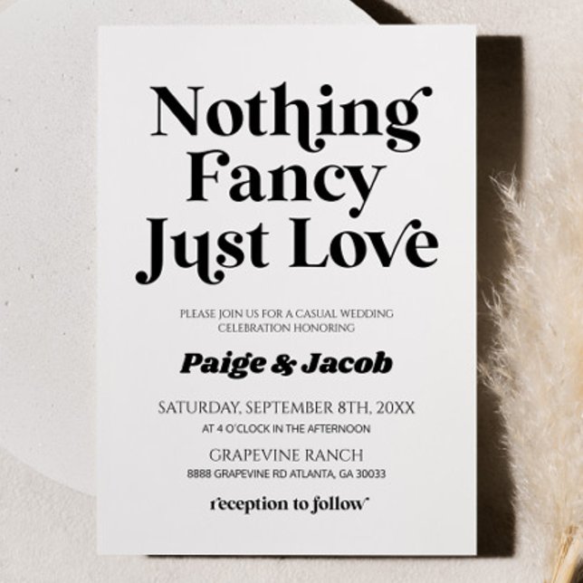 Nothing Fancy Just Love Retro Casual Wedding Invitation (Creator Uploaded)