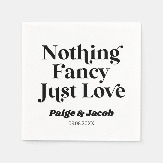 Nothing Fancy Just Love Retro Casual Wedding Napkin (Front)