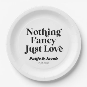 Nothing Fancy Just Love Retro Casual Wedding Paper Plate