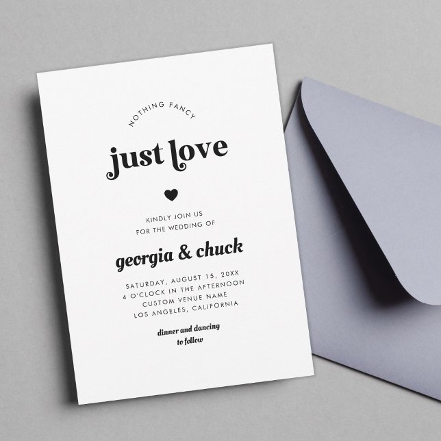 Nothing Fancy Just Love Retro Faded Photo Wedding Invitation (Creator Uploaded)