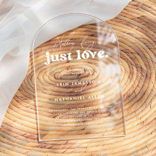 Nothing Fancy Just Love Retro Groovy Arch Wedding Acrylic Invitations