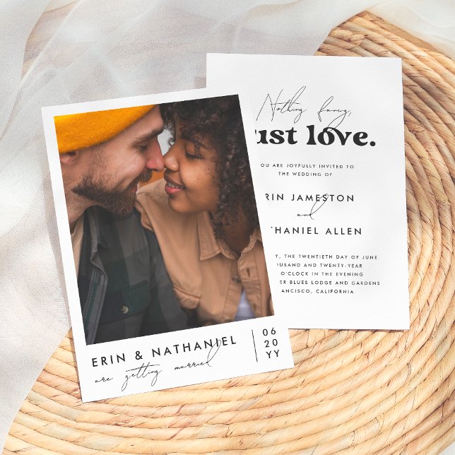 Nothing Fancy Just Love Retro Groovy Wedding Invitation (Creator Uploaded)