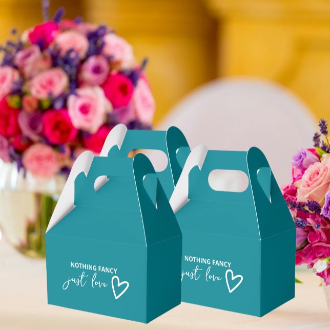 Nothing Fancy Just Love Retro Wedding Favour Box (Nothing Fancy Just Love Retro Wedding Favor Boxes from Ricaso. A fun bold color box for your favors)
