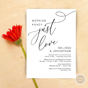 Nothing Fancy, Just Love, Romantic Wedding Dinner Invitation