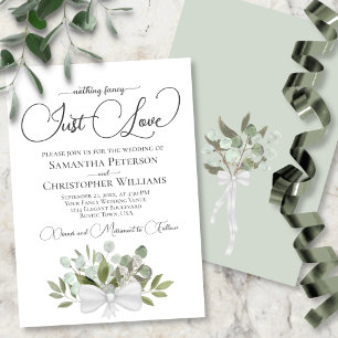 Nothing Fancy Just Love! Rustic Eucalyptus Wedding Invitation