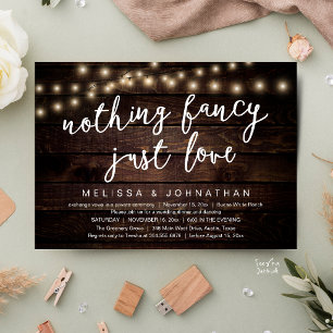 Nothing Fancy Just Love Rustic String Lights Invitation