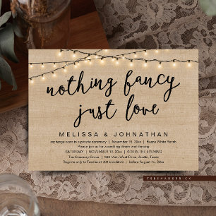 Nothing Fancy Just Love Rustic String Lights Invitation