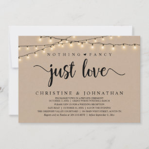 Nothing Fancy Just Love, Rustic Wedding Dinner Invitation
