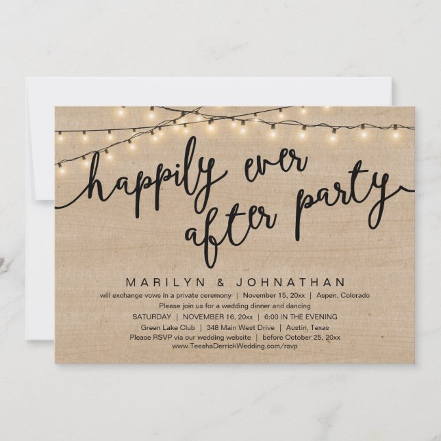 Nothing Fancy, Just Love, Rustic Wedding Dinner Invitation (Front)
