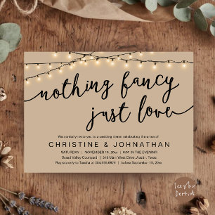 Nothing Fancy, Just Love, Rustic Wedding Dinner Invitation