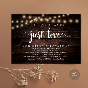 Nothing Fancy Just Love, Rustic Wedding Dinner Invitation