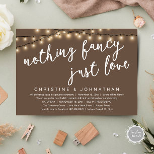 Nothing Fancy, Just Love Rustic Wedding Dinner Invitation