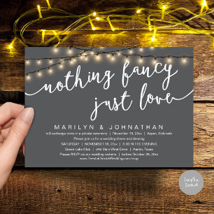 Nothing Fancy, Just Love, Rustic Wedding Dinner Invitation