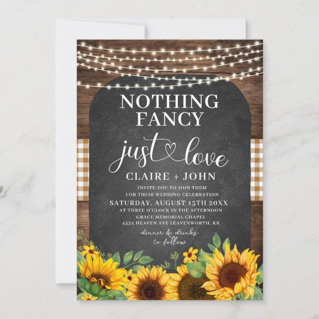 Nothing Fancy Just Love Rustic Wedding Invitation (Front)