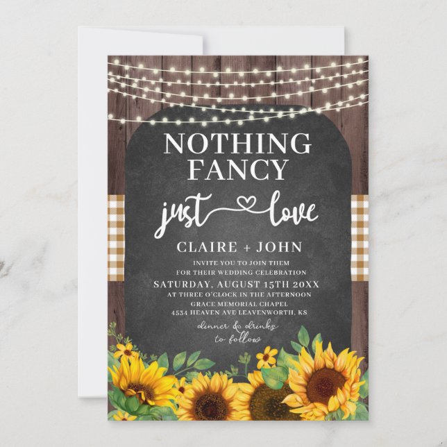 Nothing Fancy Just Love Rustic Wedding Invitation (Front)