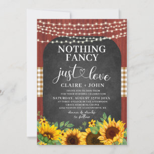 Nothing Fancy Just Love Rustic Wedding Invitation